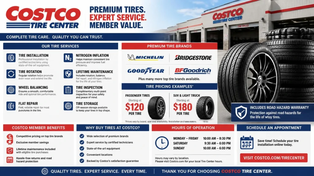 Costco Tire Center appointment and installation
