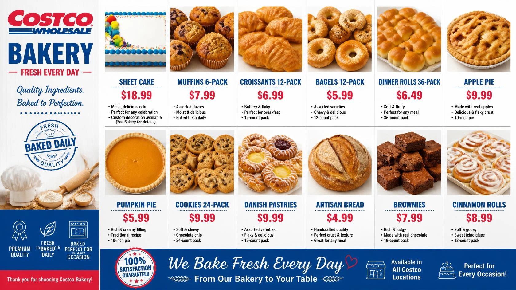 Costco bakery cupcakes, muffins and fresh pastries